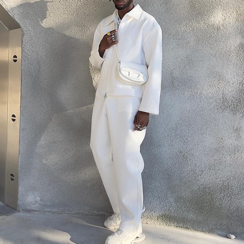 Completo invernale da uomo slim fit in tinta unita per abbigliamento casual