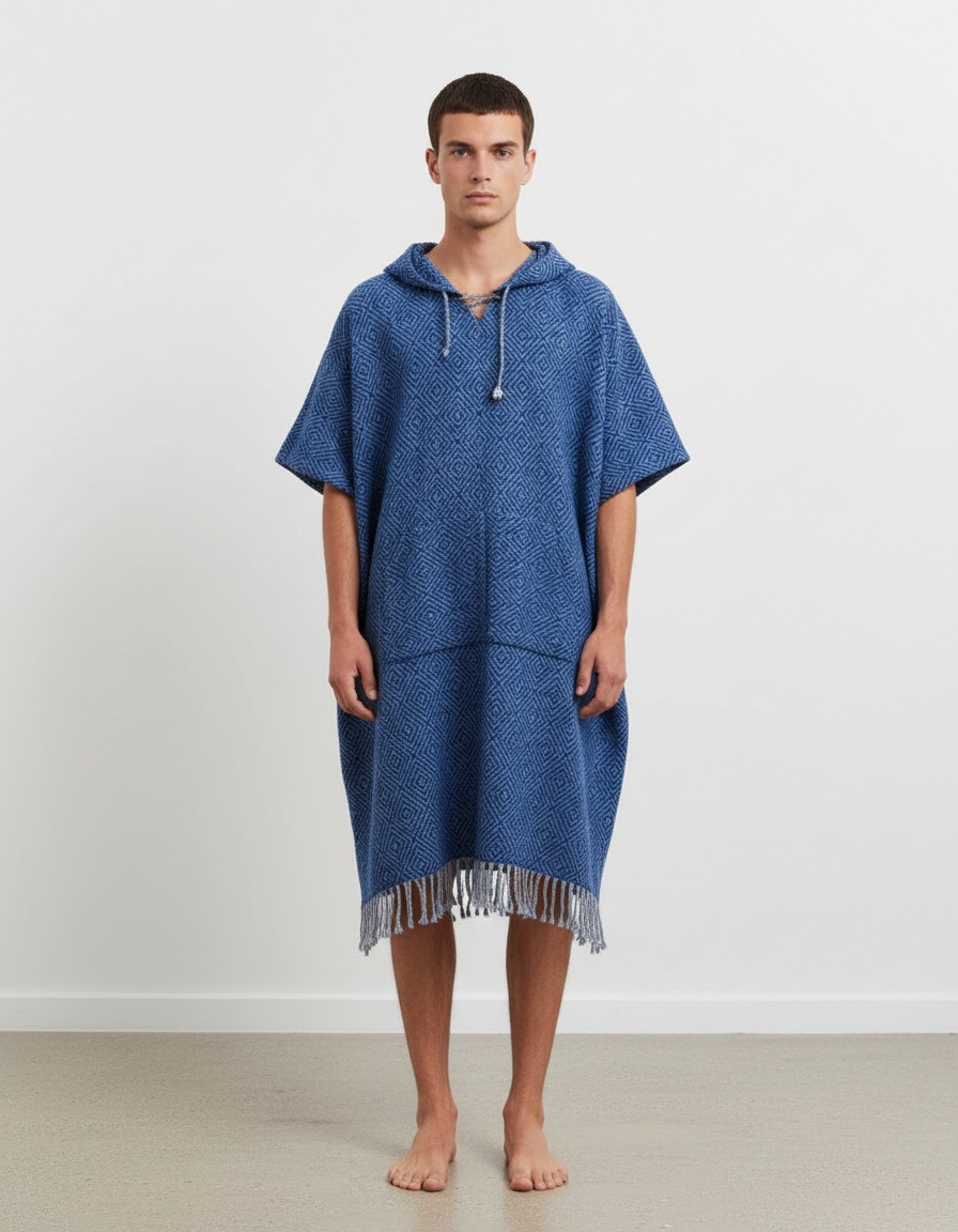 Hooded Casual Beach Cape with Pockets for Men's Spring Wear