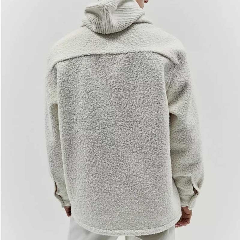 Cappotto invernale casual da uomo in lana d'agnello con risvolto, per calore e comfort.