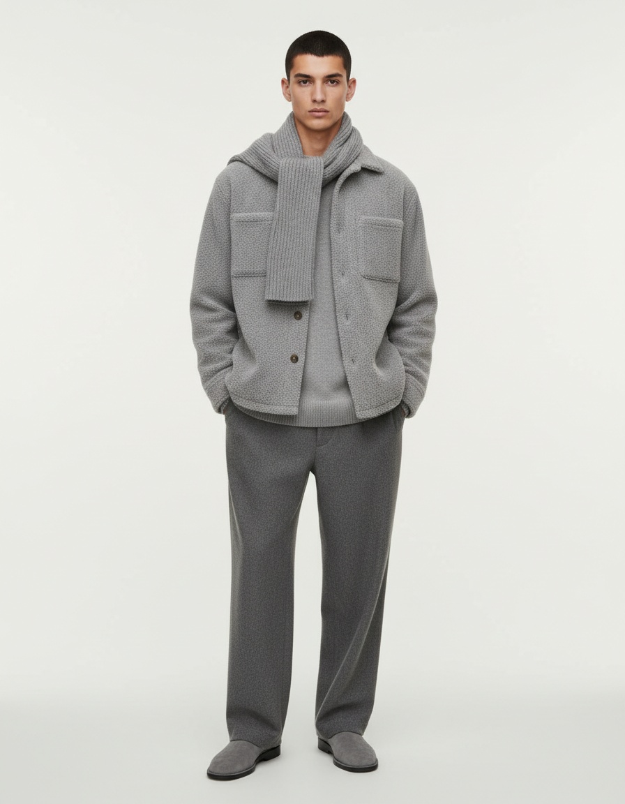 Cappotto invernale casual da uomo in lana d'agnello con risvolto, per calore e comfort.