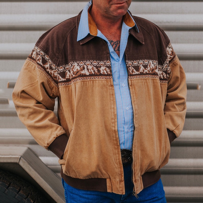 Retro Printed Men's Jacket with Casual Winter Fit