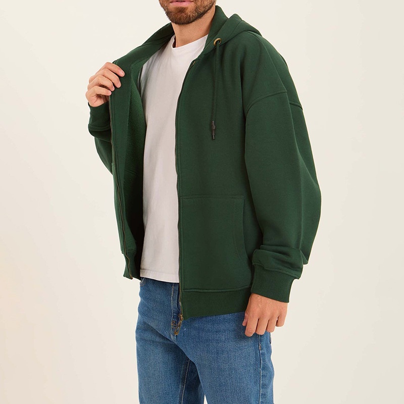 Retro Hooded Zip-Up Casual Jacket for Men's Fall and Winter Wear