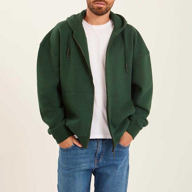 Retro Hooded Zip-Up Casual Jacket for Men's Fall and Winter Wear