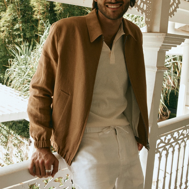 Retro effen katoenen jas voor heren, ademende casual winterkleding