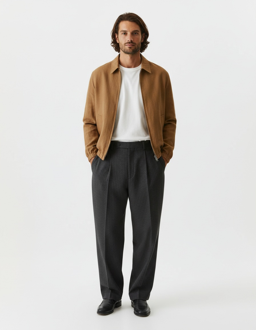 Retro effen katoenen jas voor heren, ademende casual winterkleding