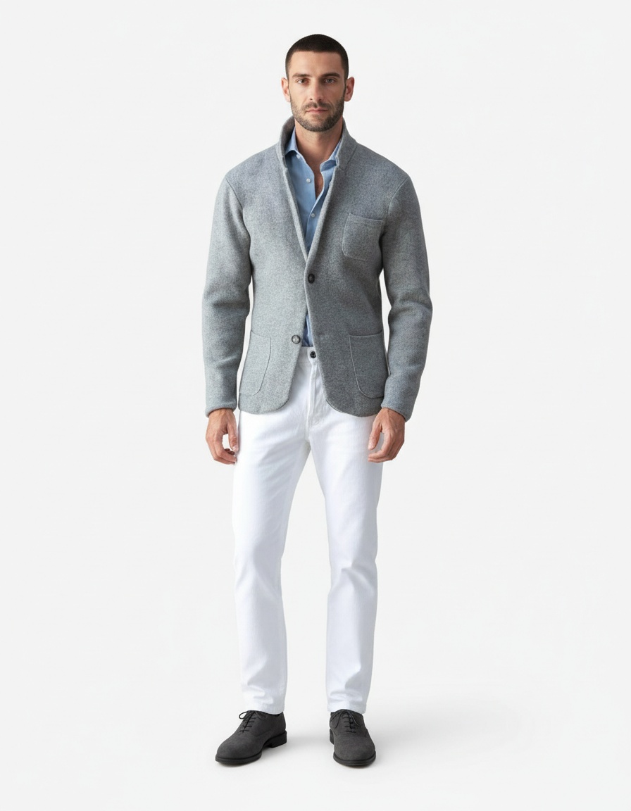 Slim Fit Stand Collar Casual Suit Jacket for Men's Winter Wear