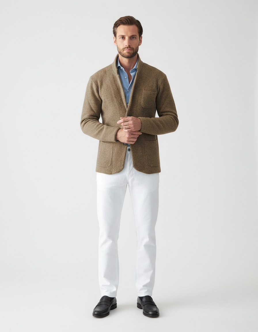 Slim Fit Stand Collar Casual Suit Jacket for Men's Winter Wear