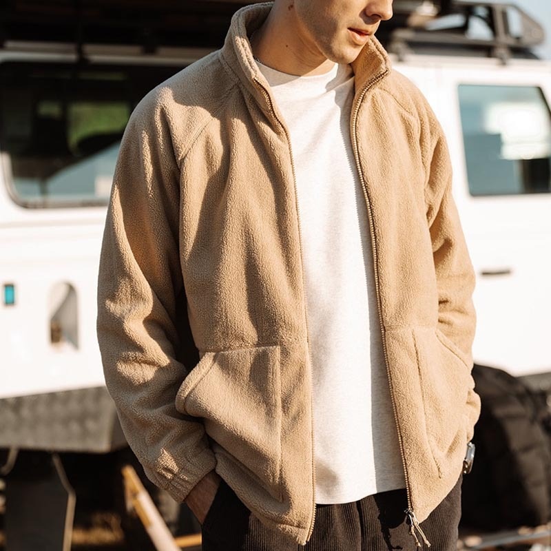 Stand-Up Collar Plush Winter Jacket for Men's Casual Wear