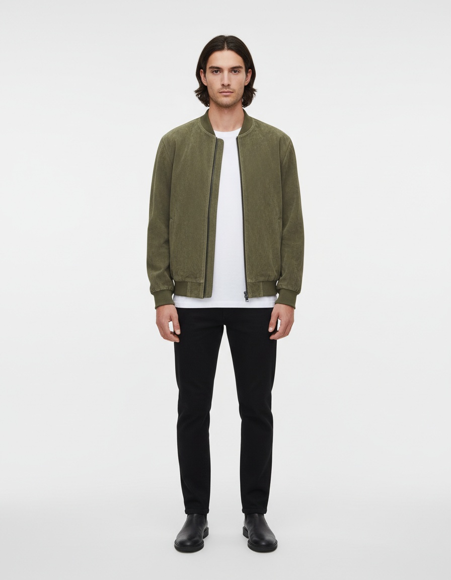 Suede Solid Color Casual Winter Jacket for Men's Wear