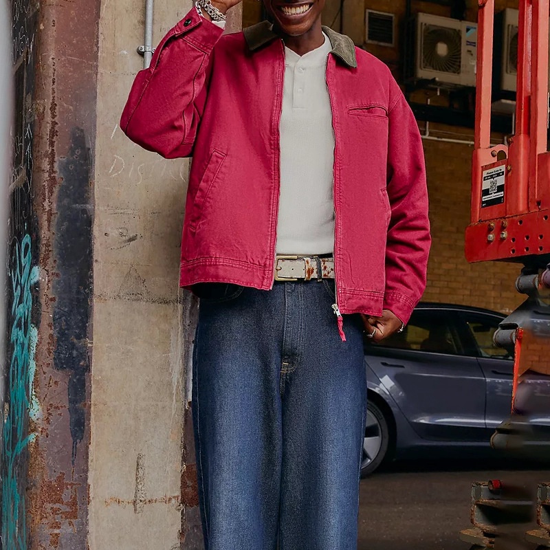 Retro Pilot Style Loose Fit Workwear Jacket for Men's Casual Winter Wear