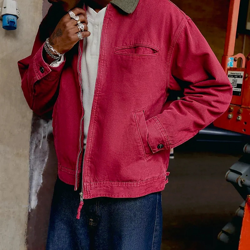 Retro Pilot Style Loose Fit Workwear Jacket for Men's Casual Winter Wear