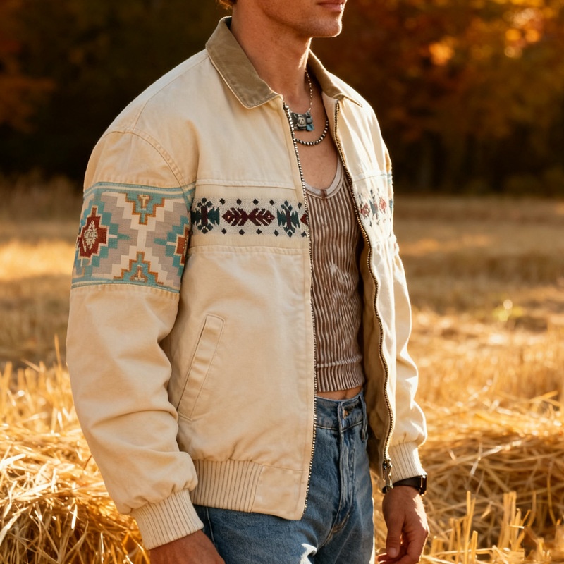 Western Retro Casual Winter Jacket for Men's Wear