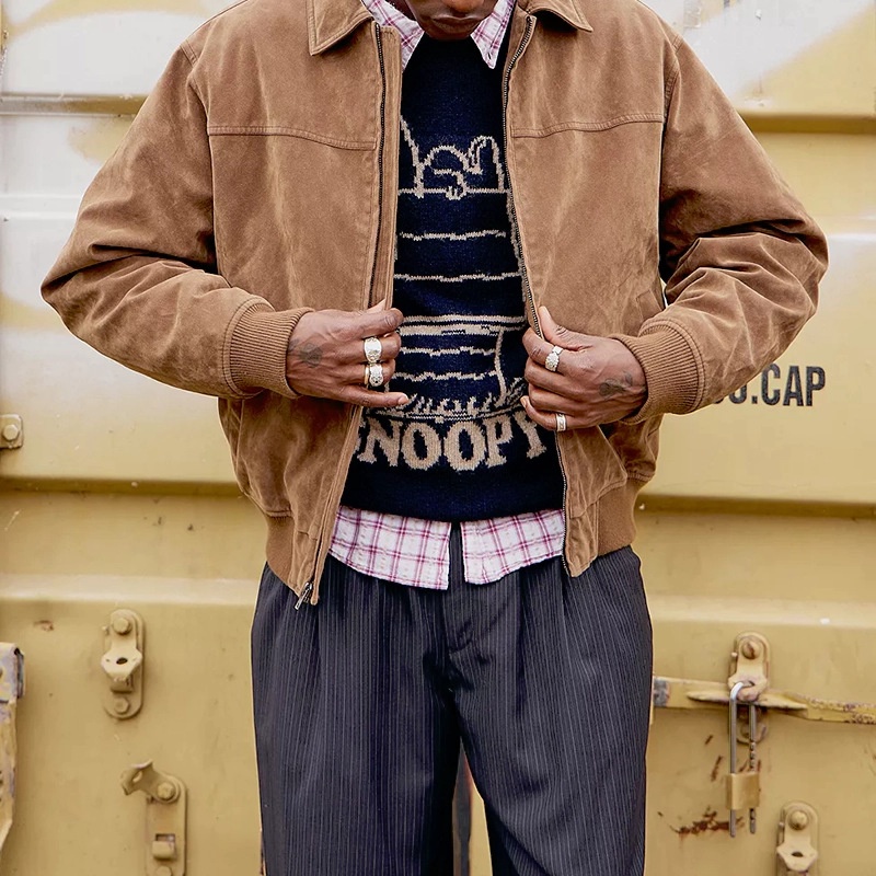 Retro Style Windproof Lapel Jacket for Men's Winter Casual Wear