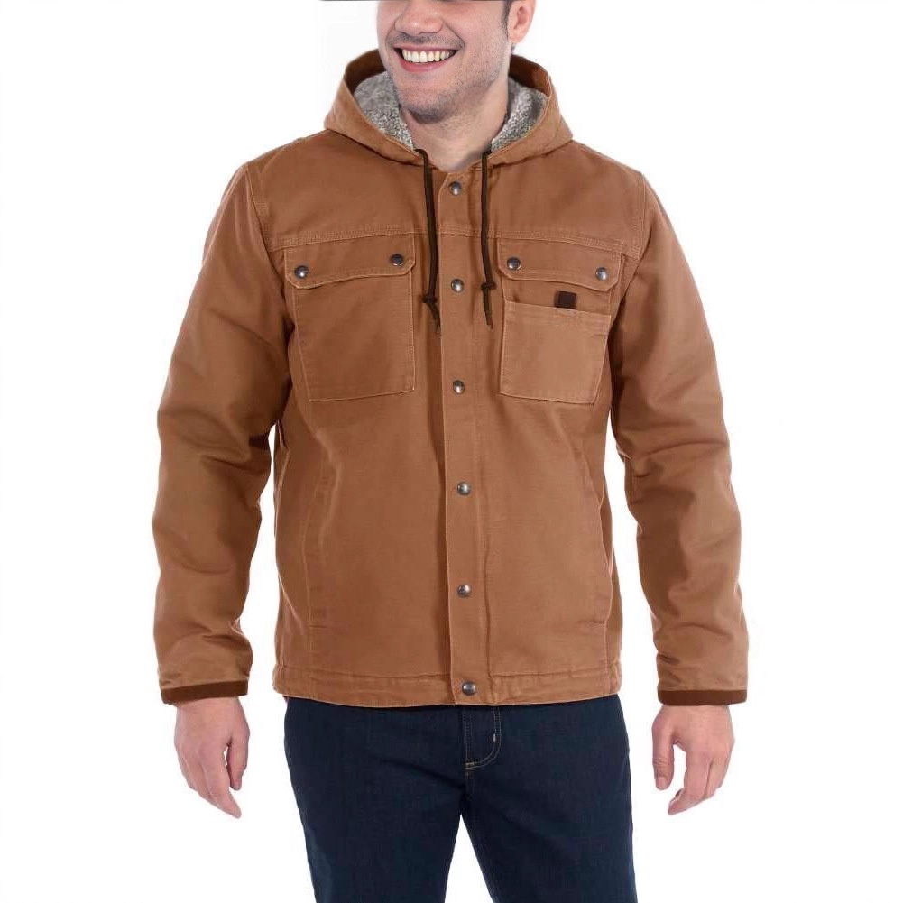Cotton Blend Hooded Work Jacket for Men's Casual Winter Wear
