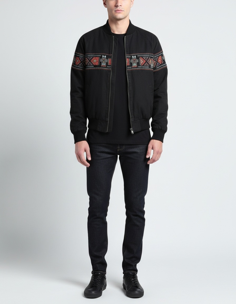 Retro winterjas met print en relaxte pasvorm voor heren, casual streetwear