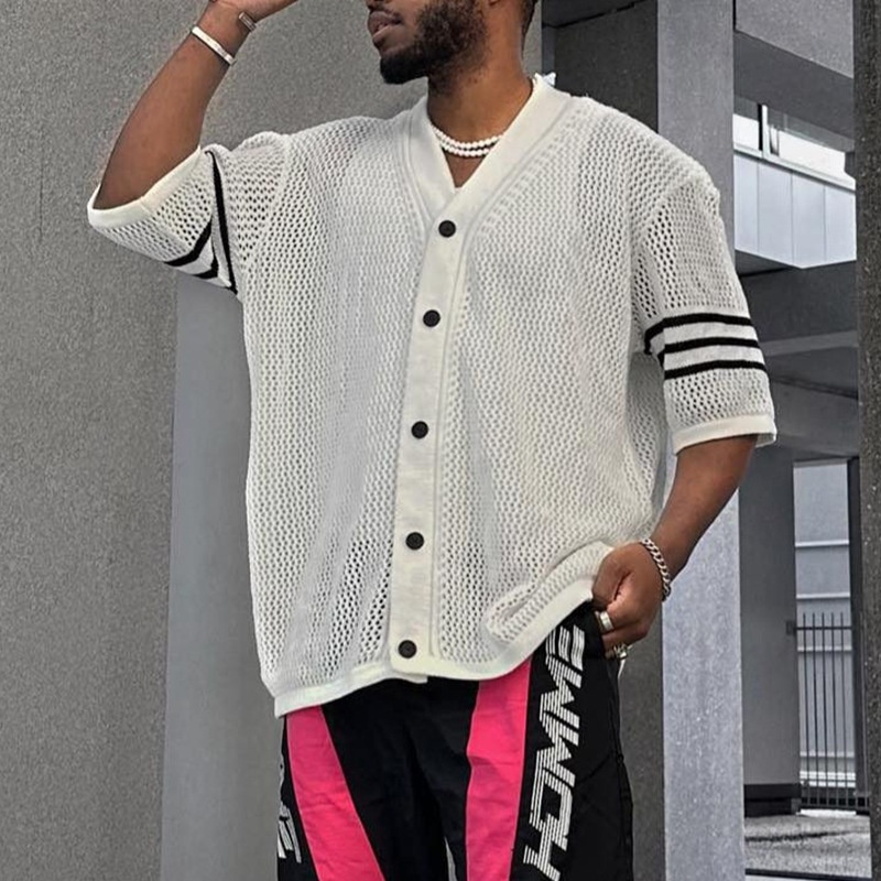 Slim Fit Printed Short-Sleeve Shirt for Men's Casual Summer Beach Wear