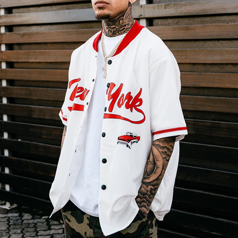 Slim Fit Printed Short-Sleeve Beach Shirt for Men's Casual Summer Wear