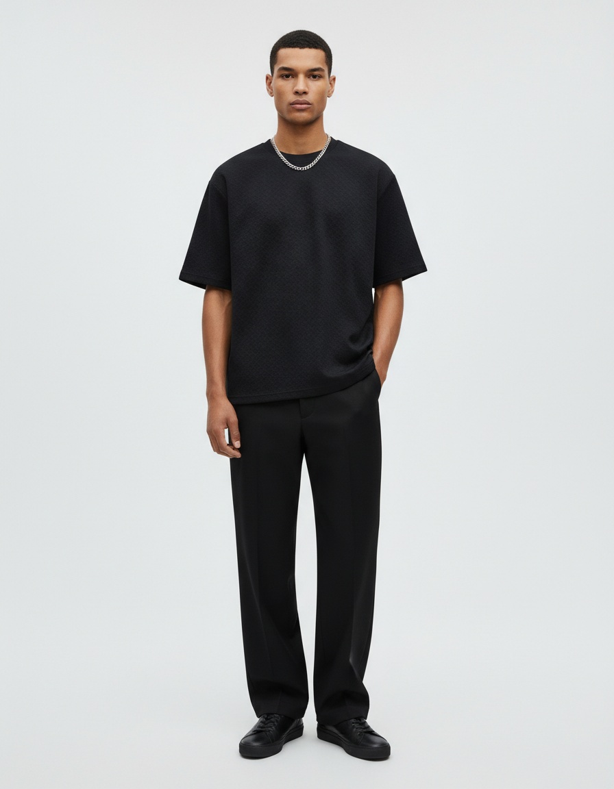 Solid Color Crew Neck Short-Sleeve T-Shirt with Breathable Casual Fit for Men