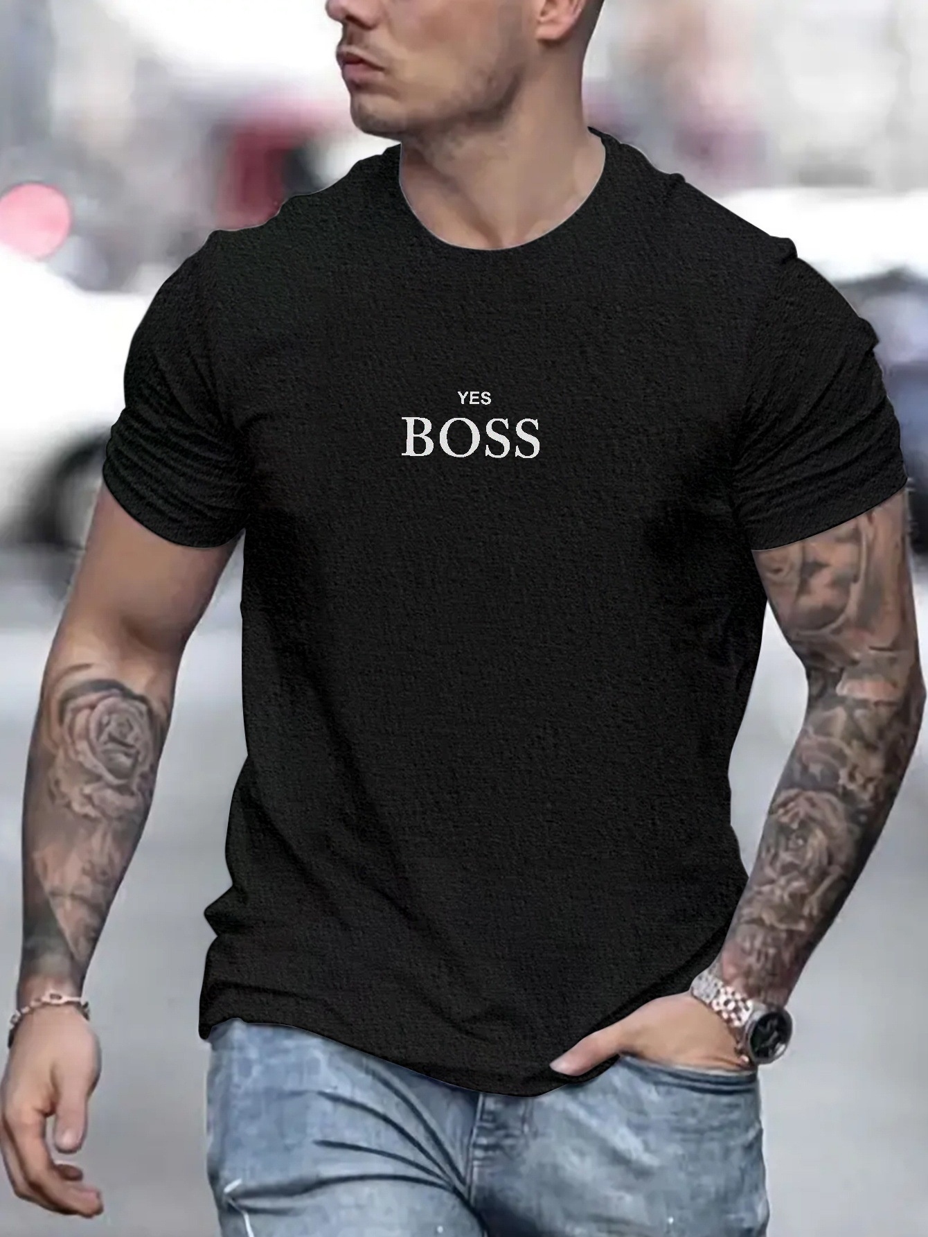 Letter Print Breathable Summer T-Shirt with Loose Plus-Size Fit for Men's Street Style