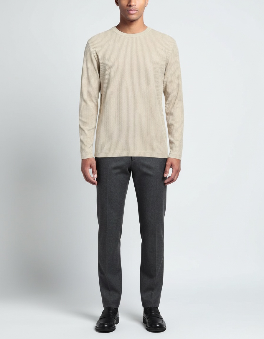 Effen corduroy T-shirt met ronde hals en lange mouwen voor heren, ademend en casual voor de winter.