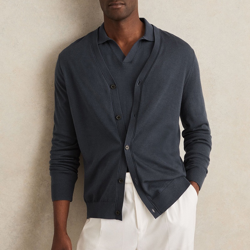 Slim-Fit Casual Knitted Cardigan Men's Long Sleeves Sweater