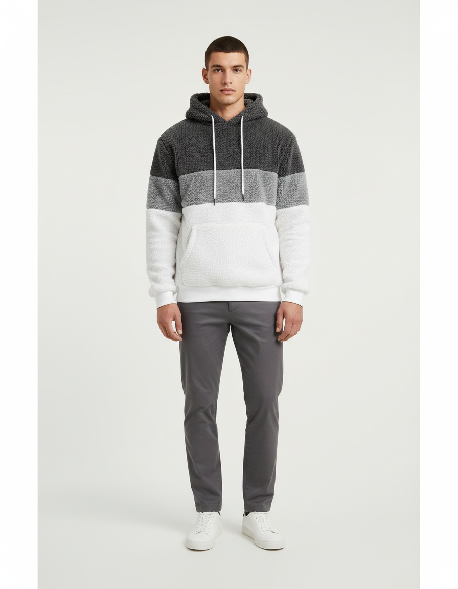 Pluche, losvallende wintertrui met capuchon voor heren, geschikt voor casual gebruik.