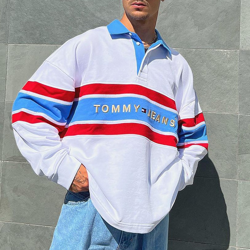 Printed Loose Fit Polo Shirt with Breathable Casual Style for Men