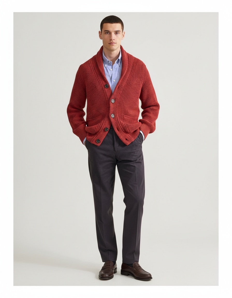 Cotton Blend Breathable Slim Fit Winter Cardigan for Men