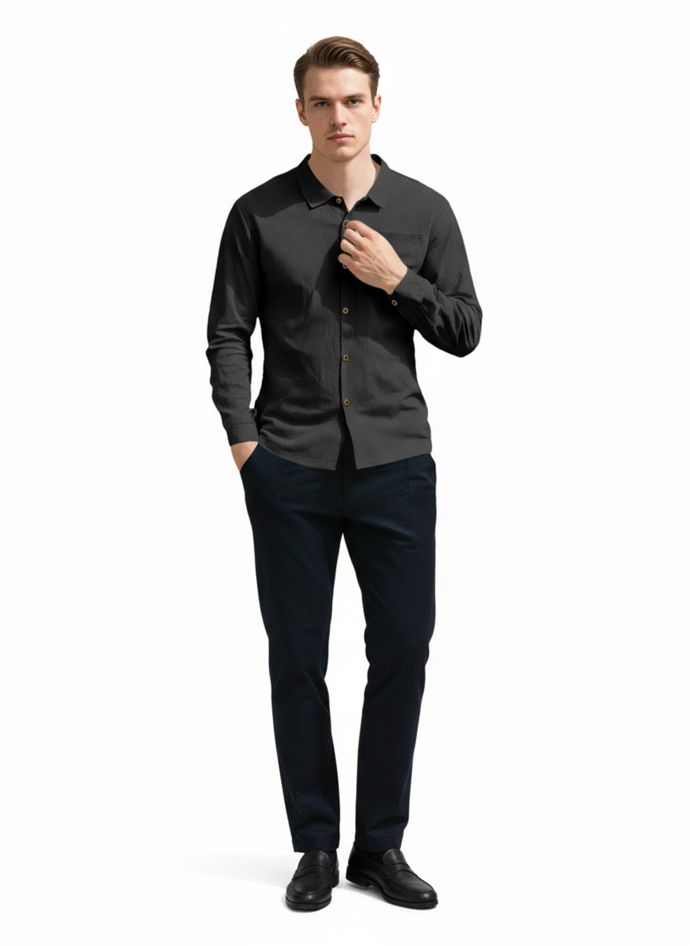 Linen Short Sleeve Button Down Casual Shirt - Beach Vacation NDF-00094