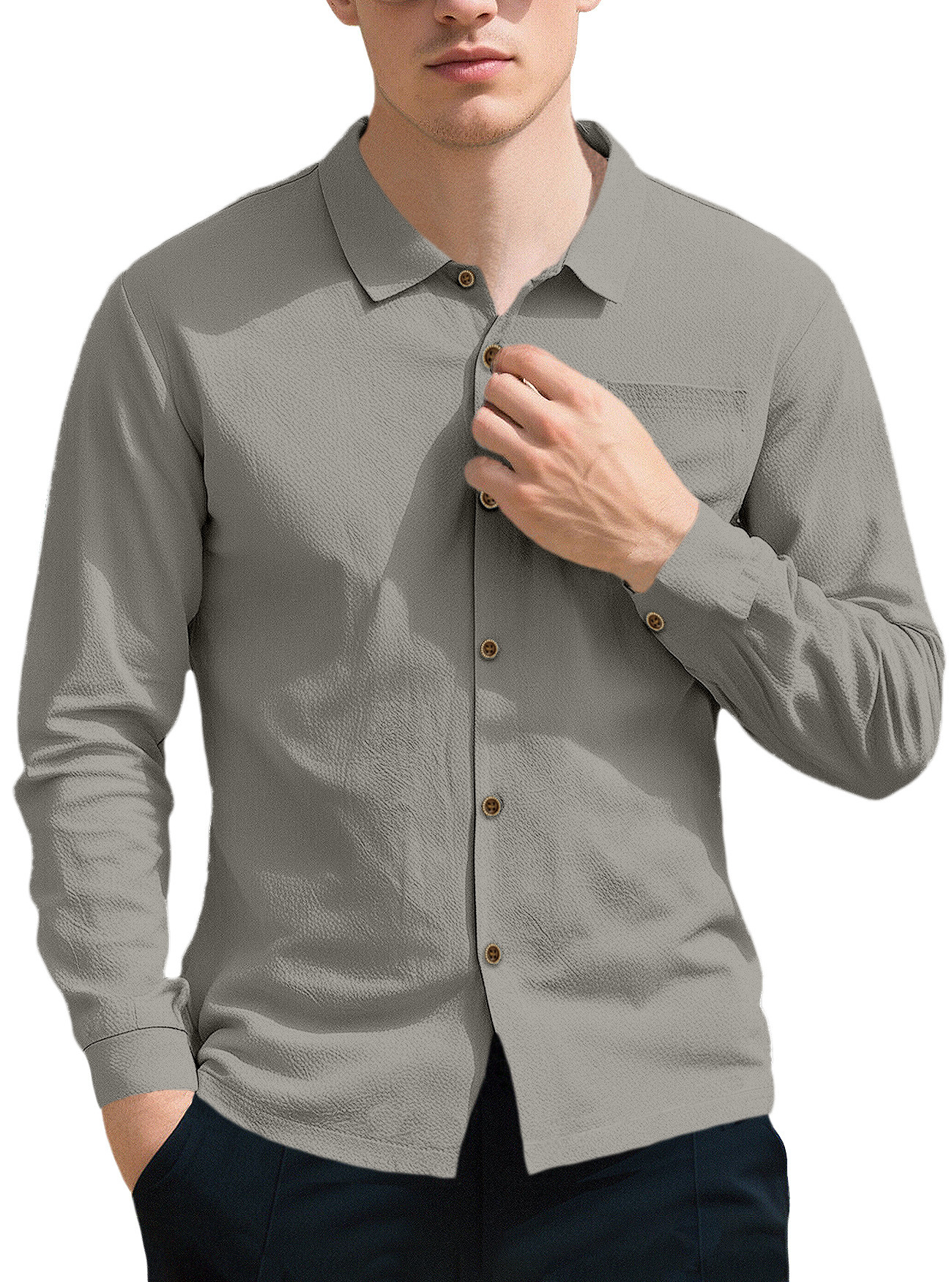 Linen Short Sleeve Button Down Casual Shirt - Beach Vacation NDF-00094