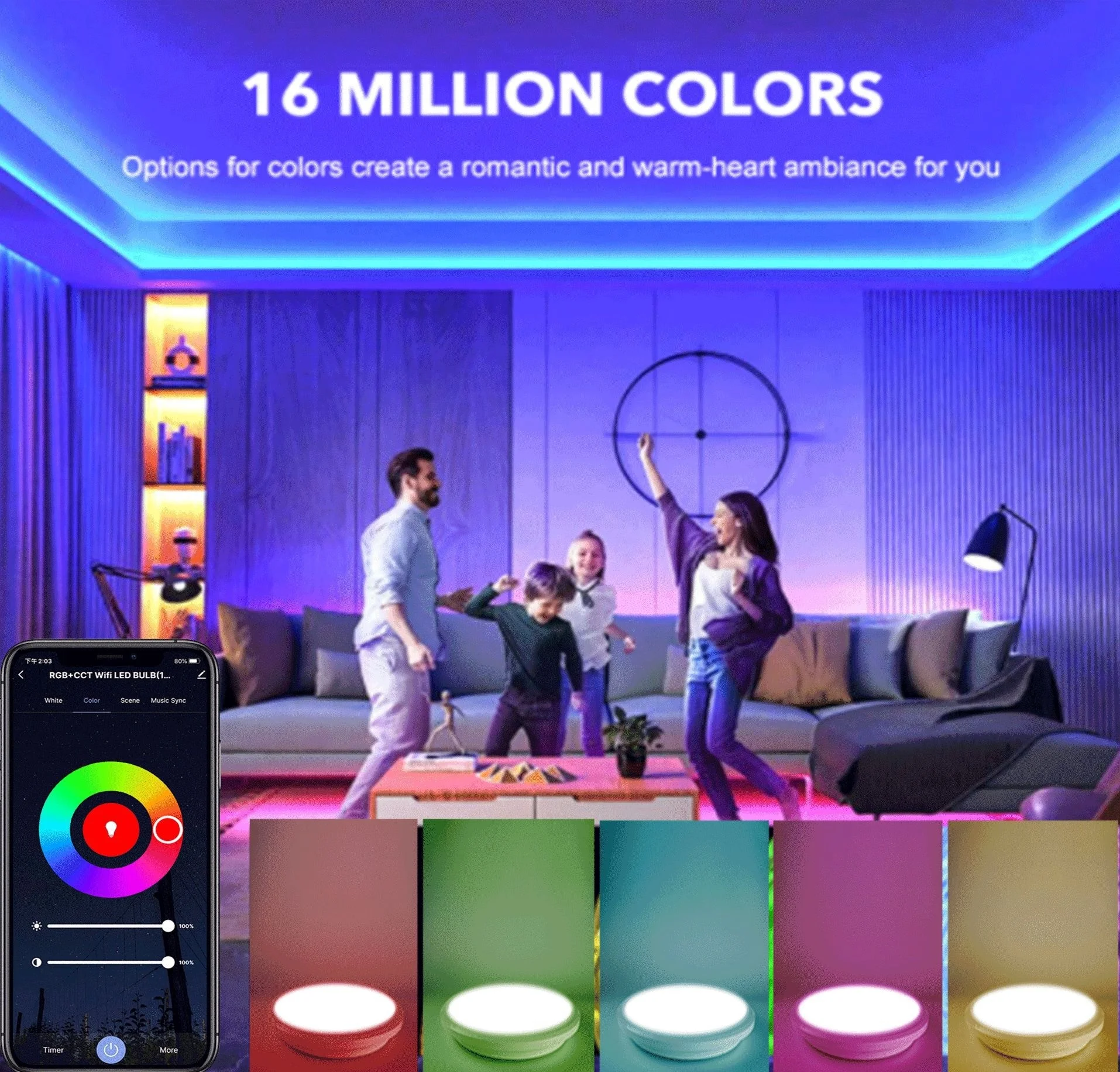 Smart RGB LED Bulb WiFi Dimmable Works with Alexa and Google Home