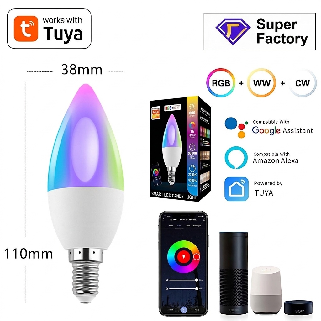 Smart RGB LED Bulb WiFi Dimmable Works with Alexa and Google Home
