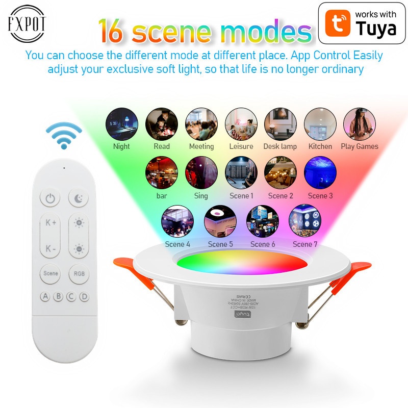 Smart LED Recessed Downlight RGB CCT Dimmable WiFi Bluetooth