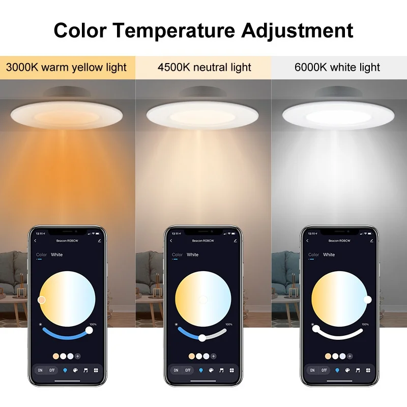 Smart LED Recessed Downlight RGB CCT Dimmable WiFi Bluetooth