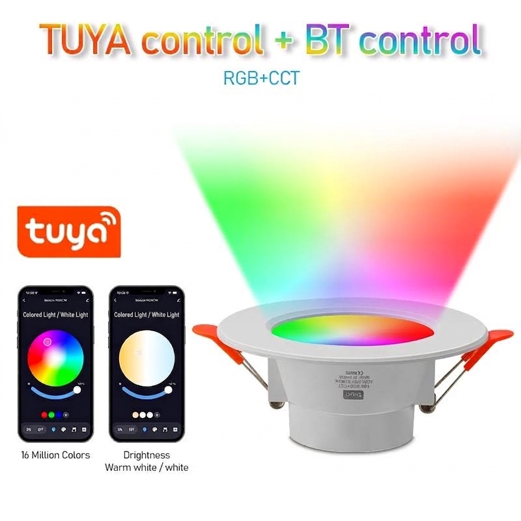 Smart LED Recessed Downlight RGB CCT Dimmable WiFi Bluetooth