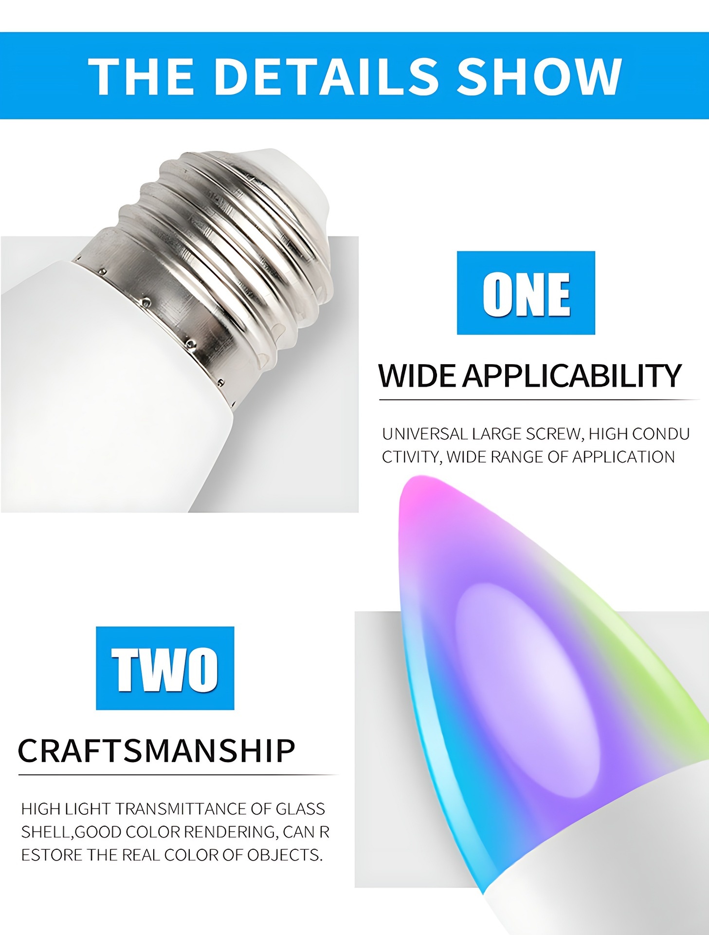 Smart RGB LED Candelabra Bulb E12/E14 Dimmable Color