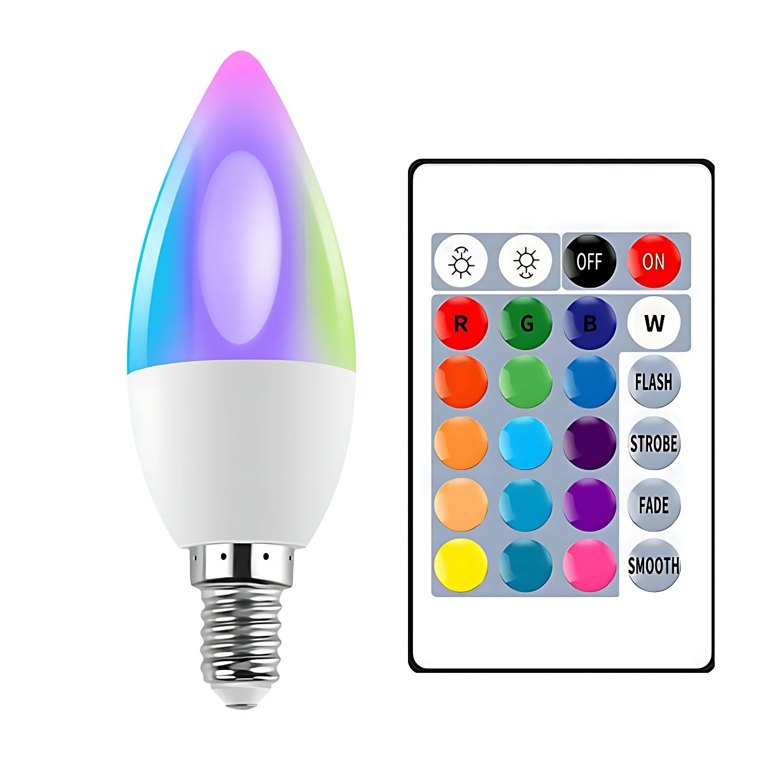 Smart RGB LED Candelabra Bulb E12/E14 Dimmable Color