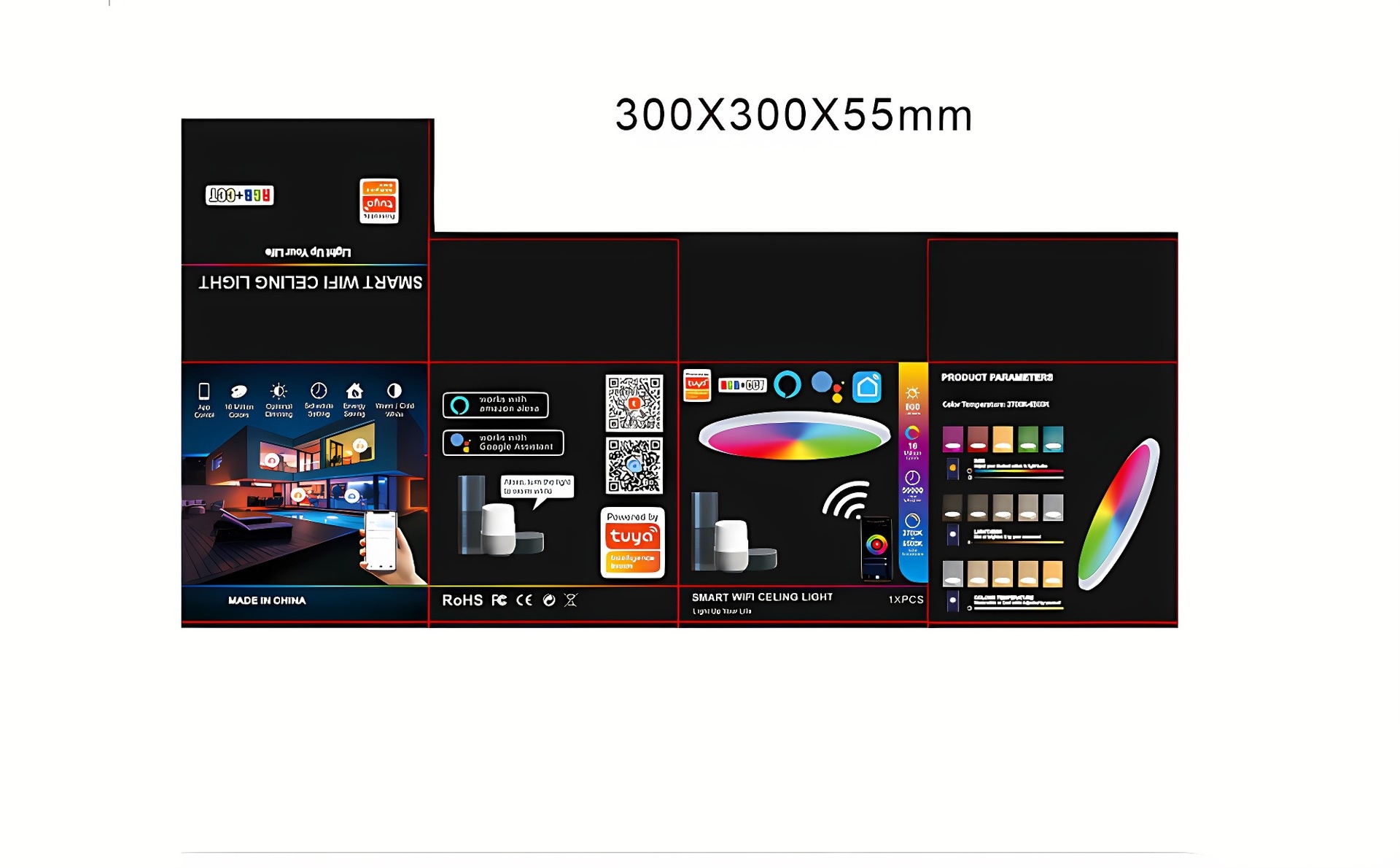 Smart WiFi RGB LED Ceiling Light Tuya App and Voice Control