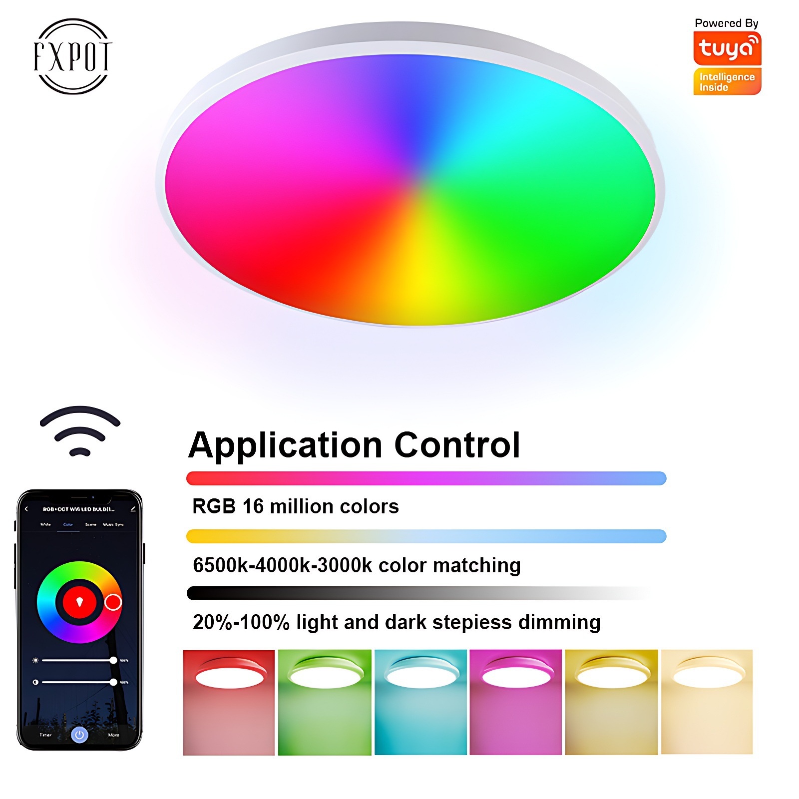 Smart WiFi RGB LED Ceiling Light Tuya App and Voice Control