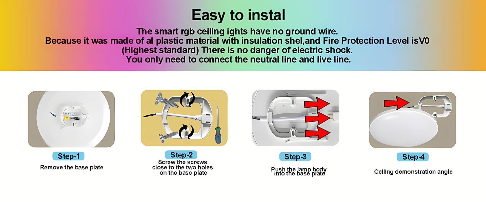 Smart WiFi RGB LED Ceiling Light Tuya App and Voice Control