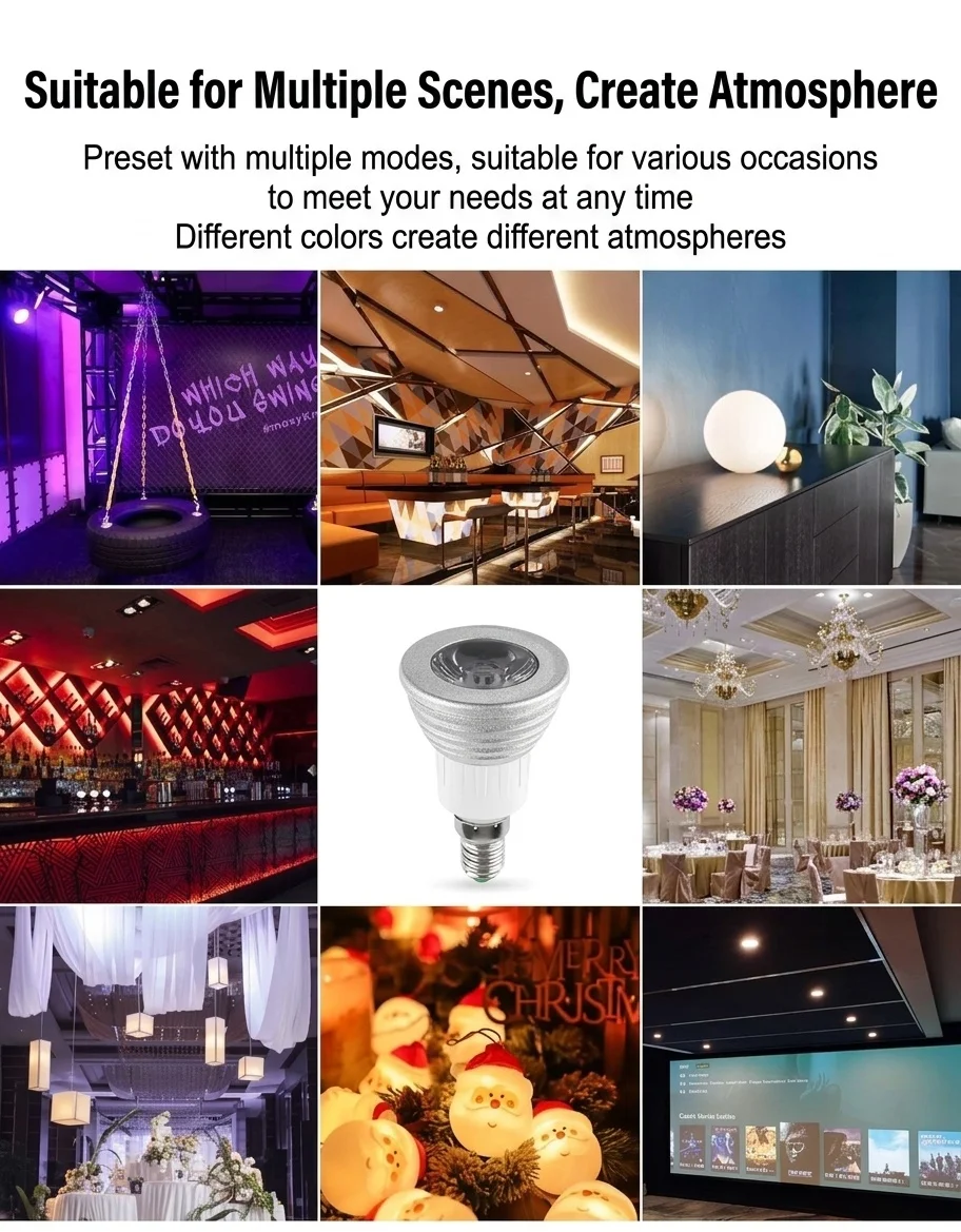 Smart RGB LED Bulb with Remote Control Dimmable Color Light