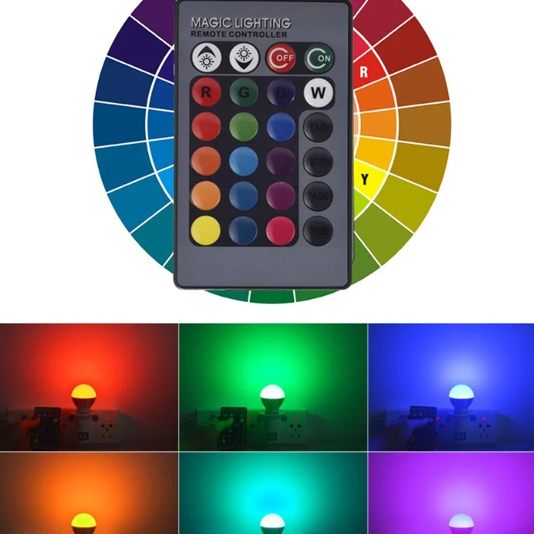 Smart RGB LED Bulb with Remote Control Dimmable Color Light