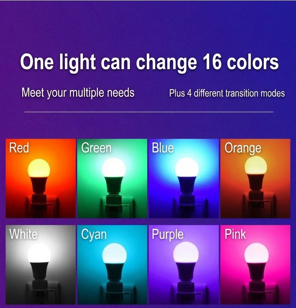 Smart RGB LED Light Bulb E27 with Remote Control and Dimming