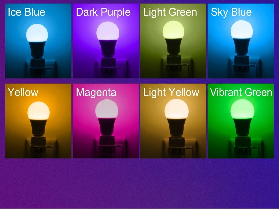Lampadina LED RGB intelligente con attacco E27, telecomando e funzione di regolazione dell'intensità luminosa.