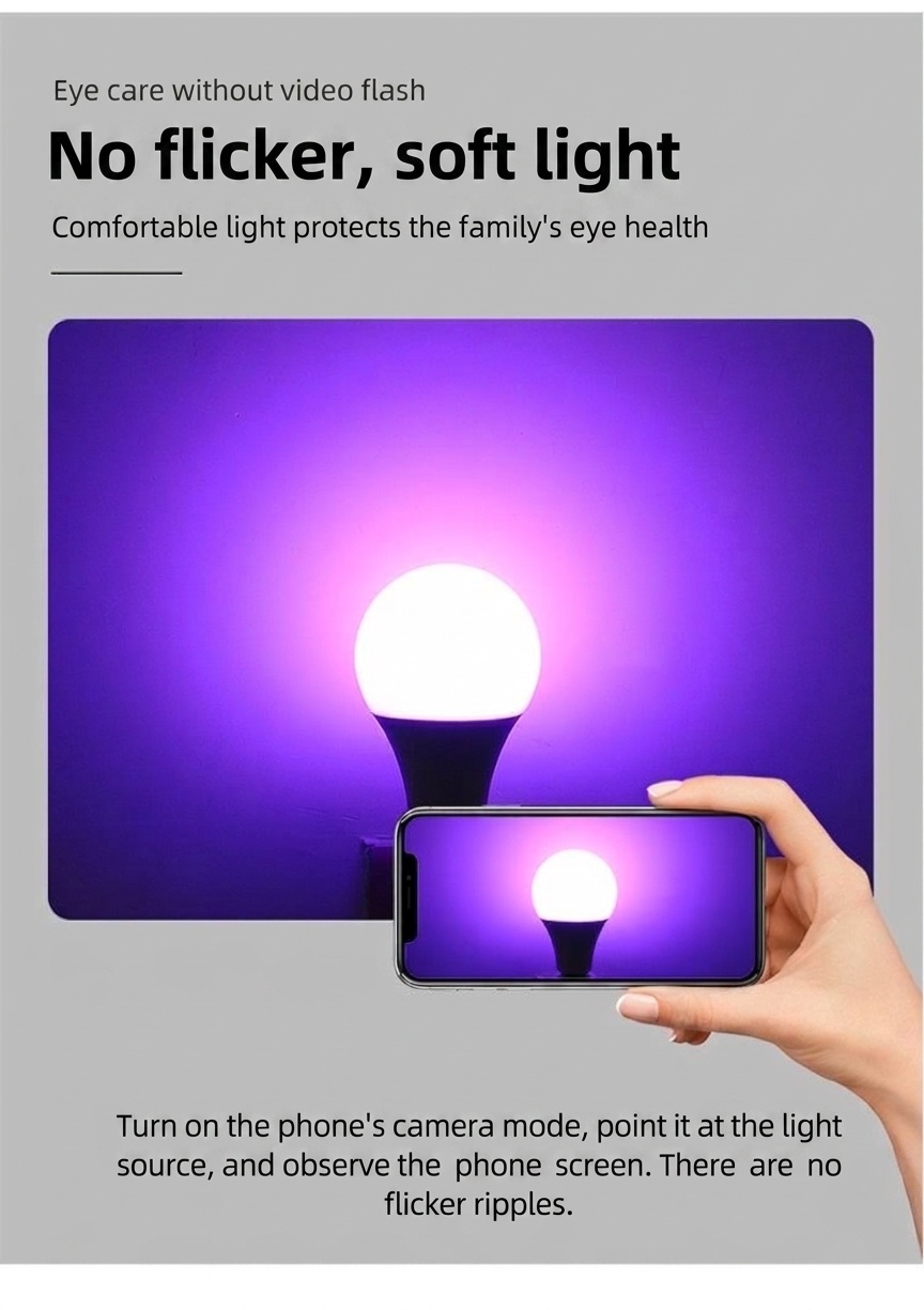 Lampadina LED RGB intelligente con attacco E27, telecomando e funzione di regolazione dell'intensità luminosa.
