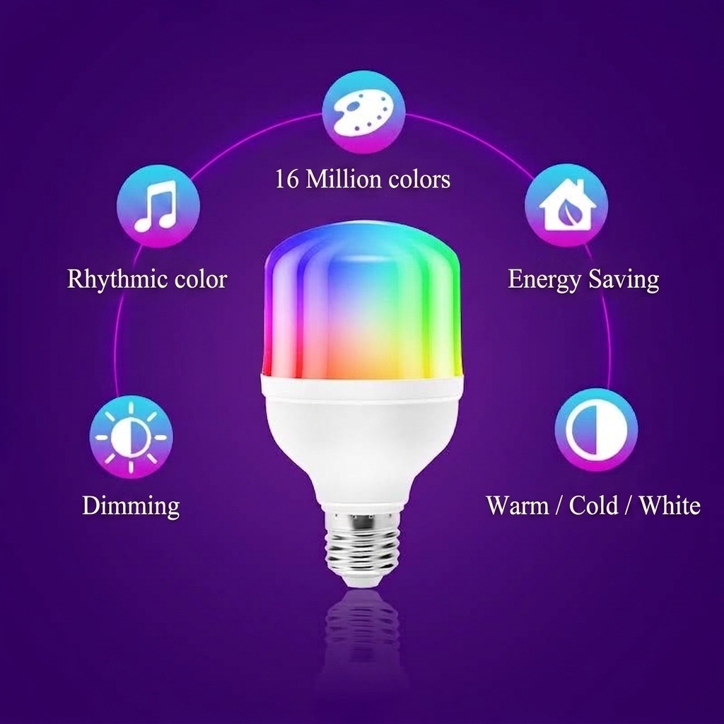 Tuya Smart RGBW LED Bulb E27 Dimmable Color Changing Light