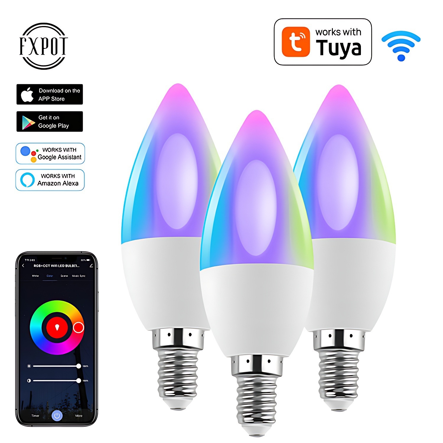 Smart WiFi RGBW LED Candelabra Bulb Alexa and Google Home