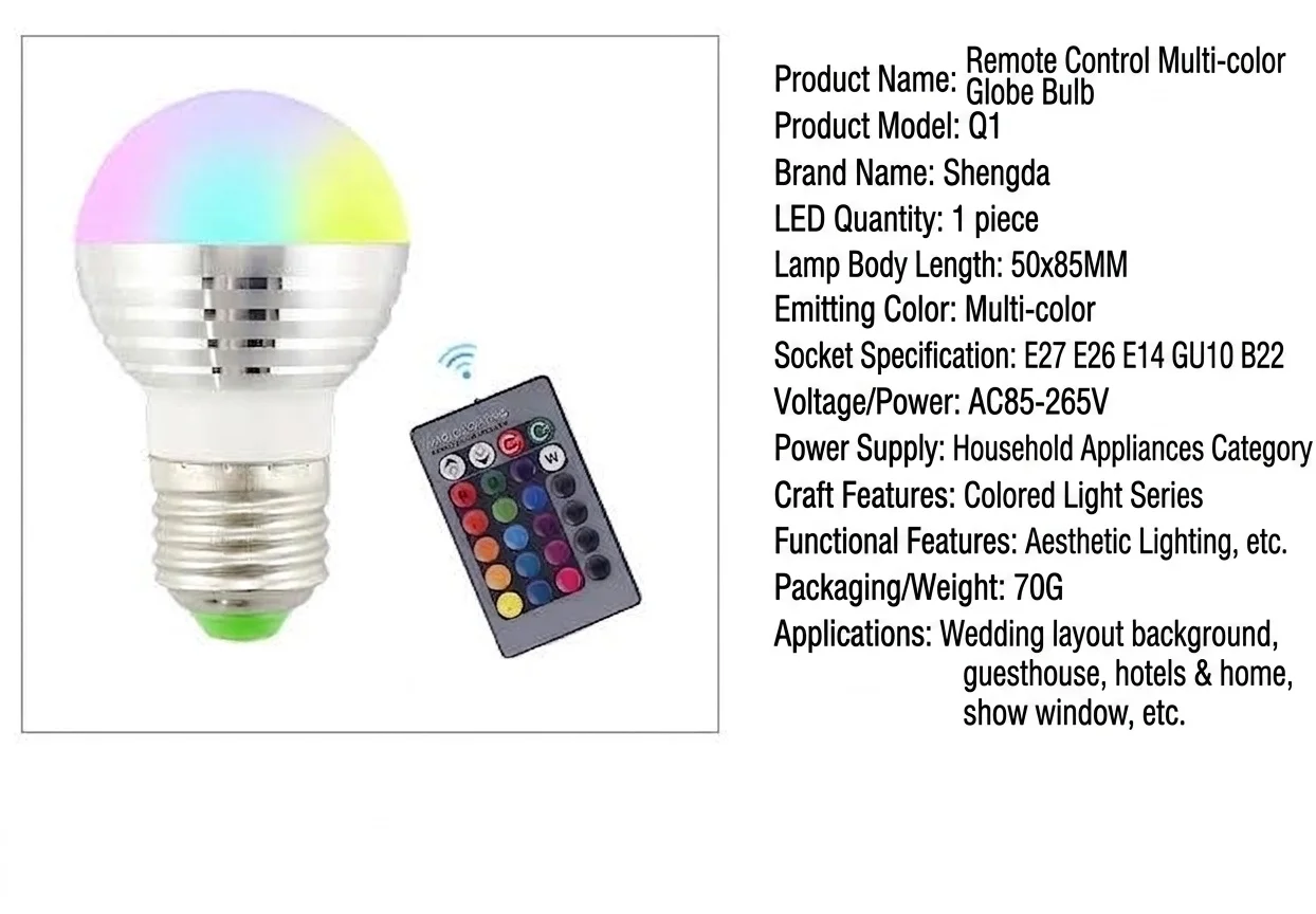 Smart RGB LED Light Bulb with Remote Control E27/E26/B22