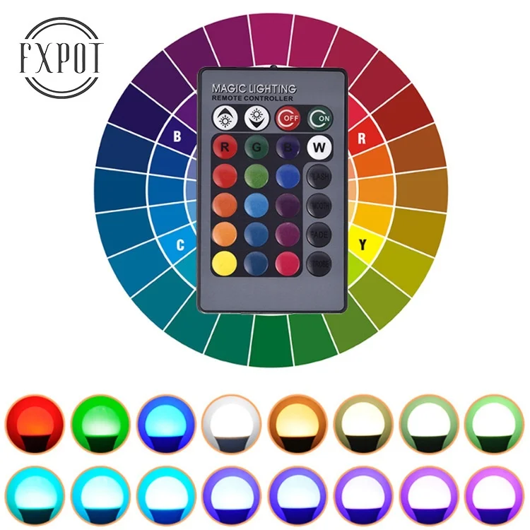 Smart RGB LED Bulb with Remote Control Dimmable E27/E26