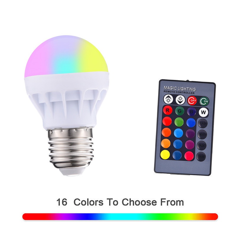 Smart RGB LED Bulb with Remote Control Dimmable E27/E26